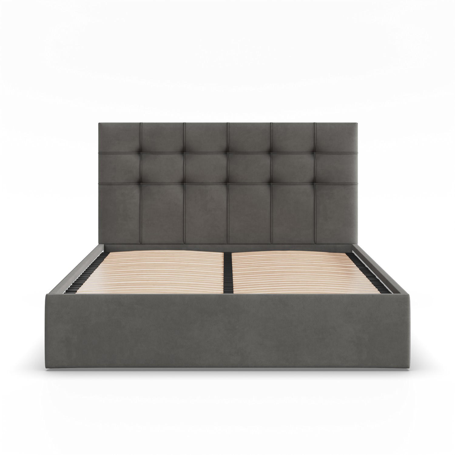 POLSTERBETT MIT KOPFTEIL 140x200 ohne Bettkasten SORIA, Grau - Graphitfarben, Textil (140/200cm) - Mebligo