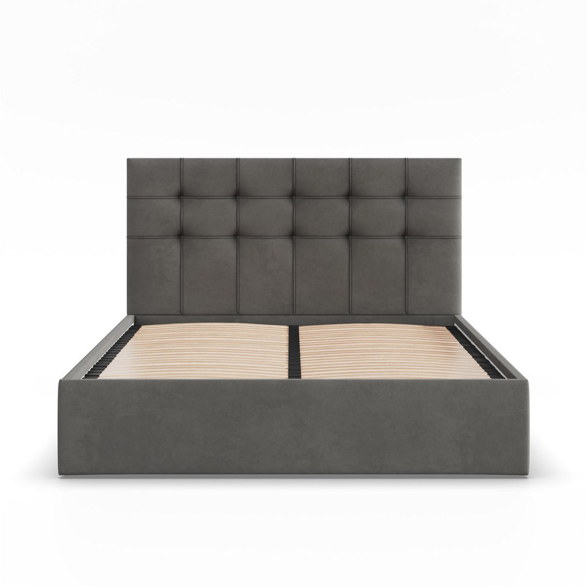 POLSTERBETT MIT KOPFTEIL 160x200 ohne Bettkasten SORIA, Grau - Graphitfarben, Textil (160/200cm) - Mebligo