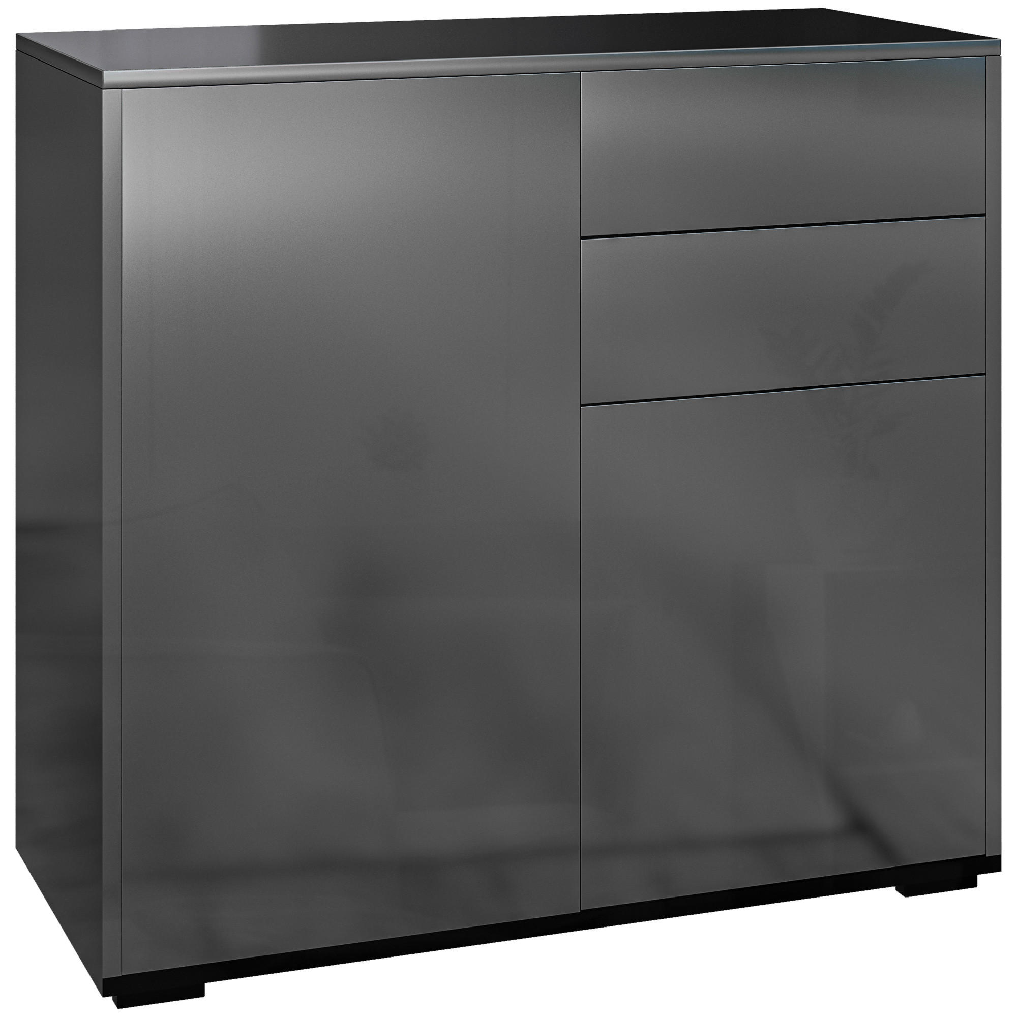SIDEBOARD DE-11109 2 Schubladen Schwarz Hochglanz - Schwarz, Holzwerkstoff (79/74/36cm) - ComfortXL