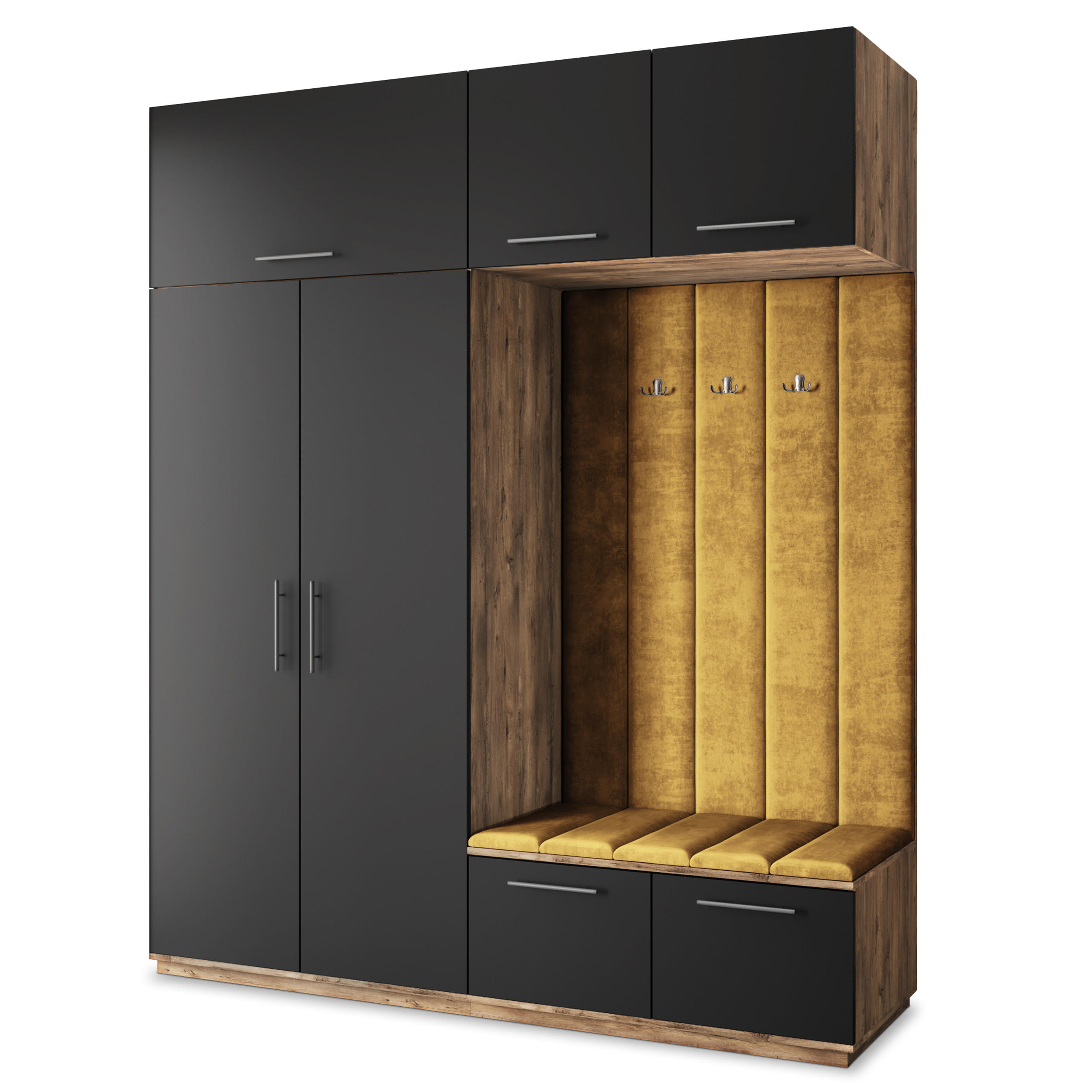 GARDEROBENSCHRANK REMA 200/240/60 cm Modern Garderobe-Set Eiche Lefkas - Eichefarben/Gelb, Holzwerkstoff (200/240/60cm) - MASSENO