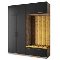 GARDEROBENSCHRANK REMA 200/240/60 cm Modern Garderobe-Set Eiche Lefkas - Eichefarben/Gelb, Holzwerkstoff (200/240/60cm) - MASSENO