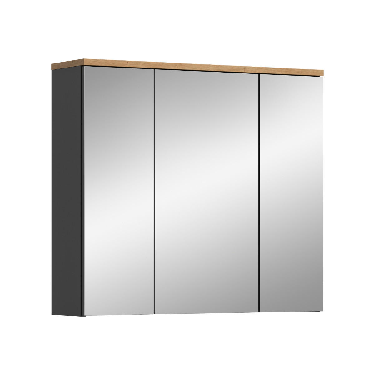 HÄNGESCHRANK mit 3 Spiegeltüren in Eichen- und Grauoptik 21/73/80 cm - Eschefarben, Holzwerkstoff (21/73/50.5cm) - Calicosy