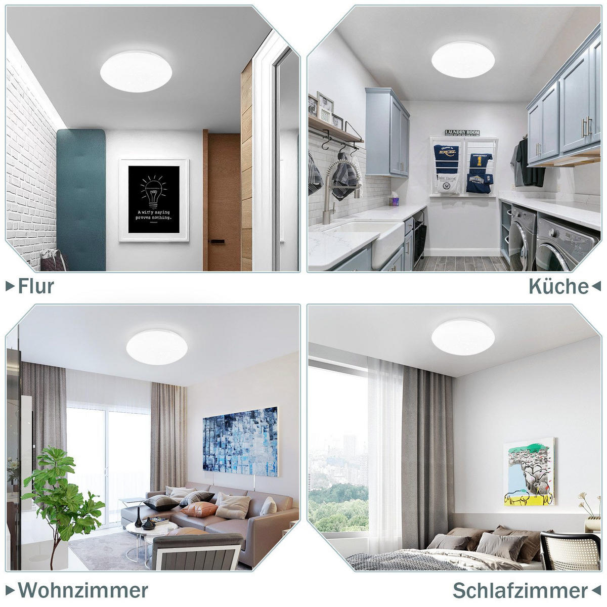 LED-2 DECKENLEUCHTE brot 6500K - Kaltlicht 17/17/7 cm - Weiß, Metall (17/17/7cm) - Nettlife