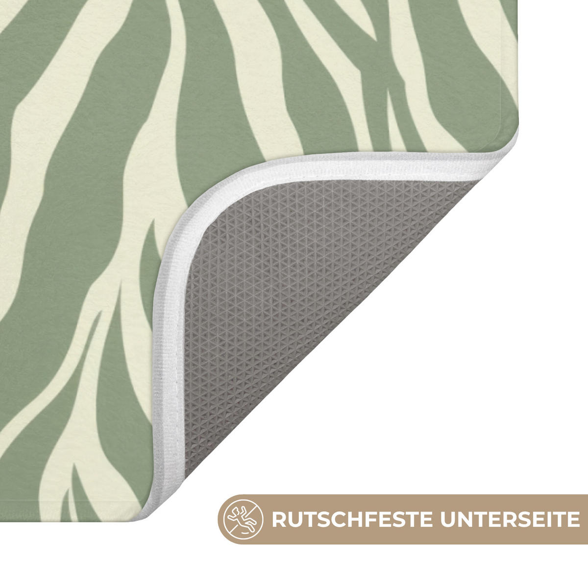 KOUPELNOVÁ PŘEDLOŽKA Zebra - Motiv - zelená 90x60 cm - šalvějově zelená, textil/plast (90/60cm)