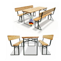 BIERZELTGARNITUR mit Lehne mittig klappbar 170 cm - Schwarz/Naturfarben, Holz/Metall - CHEFGASTRO