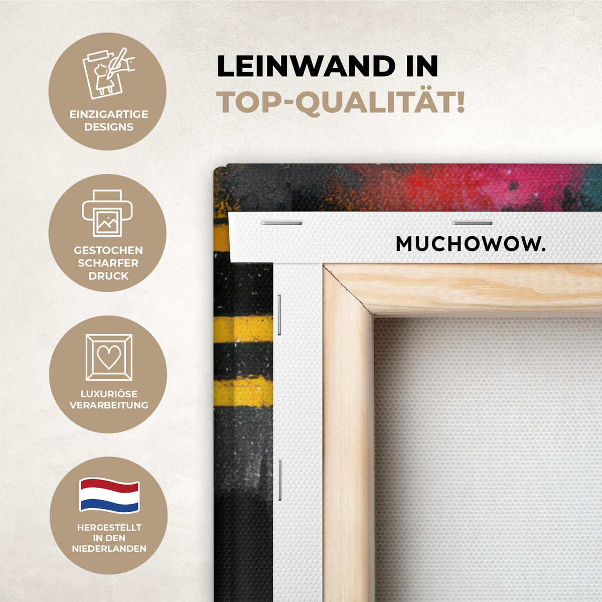 LEINWANDBILD Farbflächen - Formen - Bunt - Abstrakt Wandbilder 80x60 cm - Pink, Textil (80/60cm) - MuchoWow