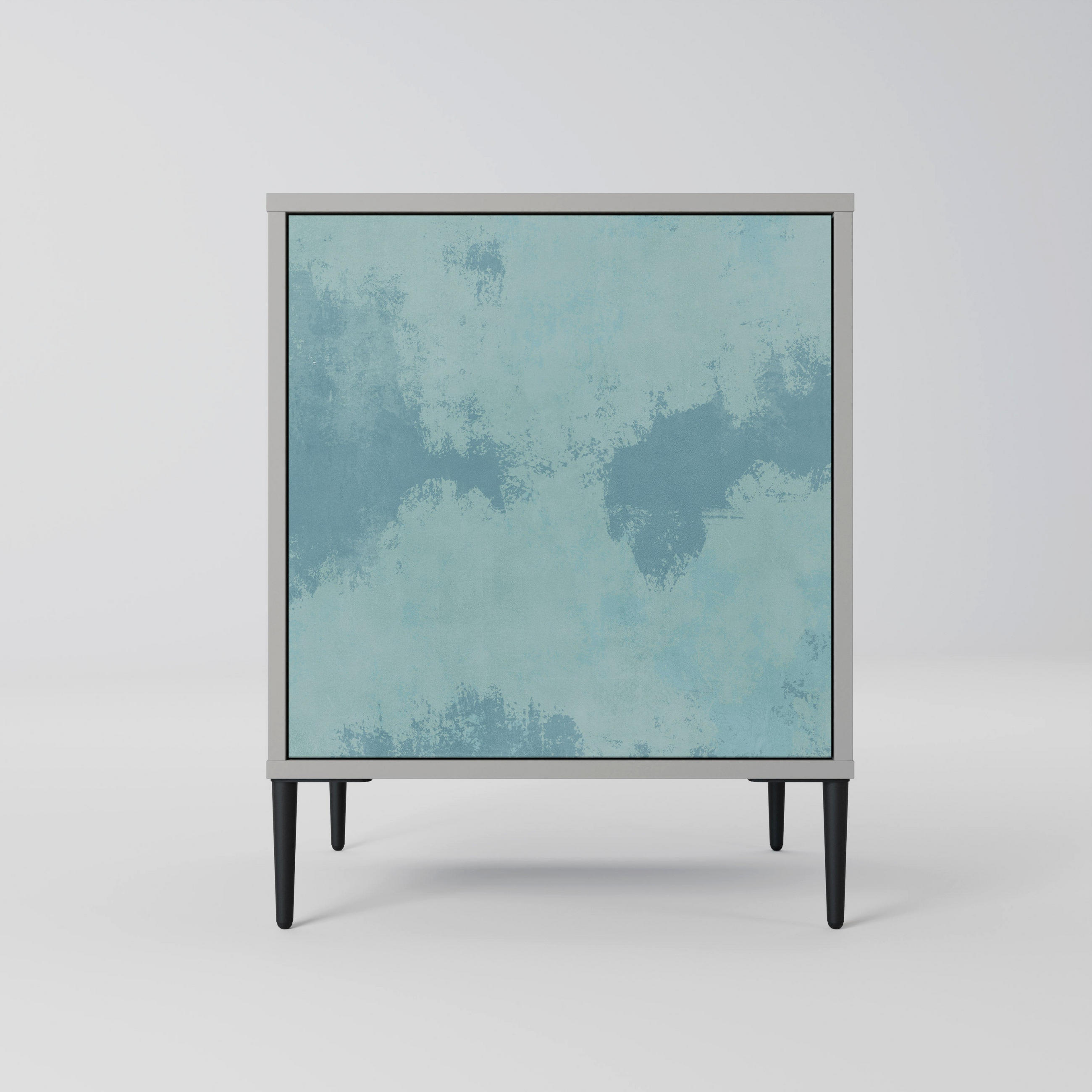 SIDEBOARD SKY WASH, Grau, 57,5x42x72,5 cm, Schwarze Metallfüße - Multicolor/Schwarz, Holzwerkstoff/Metall (57.5/72.5/42cm) - SpaceRebels