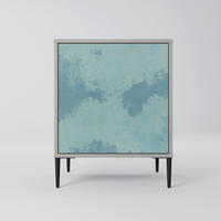 SIDEBOARD SKY WASH, Grau, 57,5x42x72,5 cm, Schwarze Metallfüße - Multicolor/Schwarz, Holzwerkstoff/Metall (57.5/72.5/42cm) - SpaceRebels