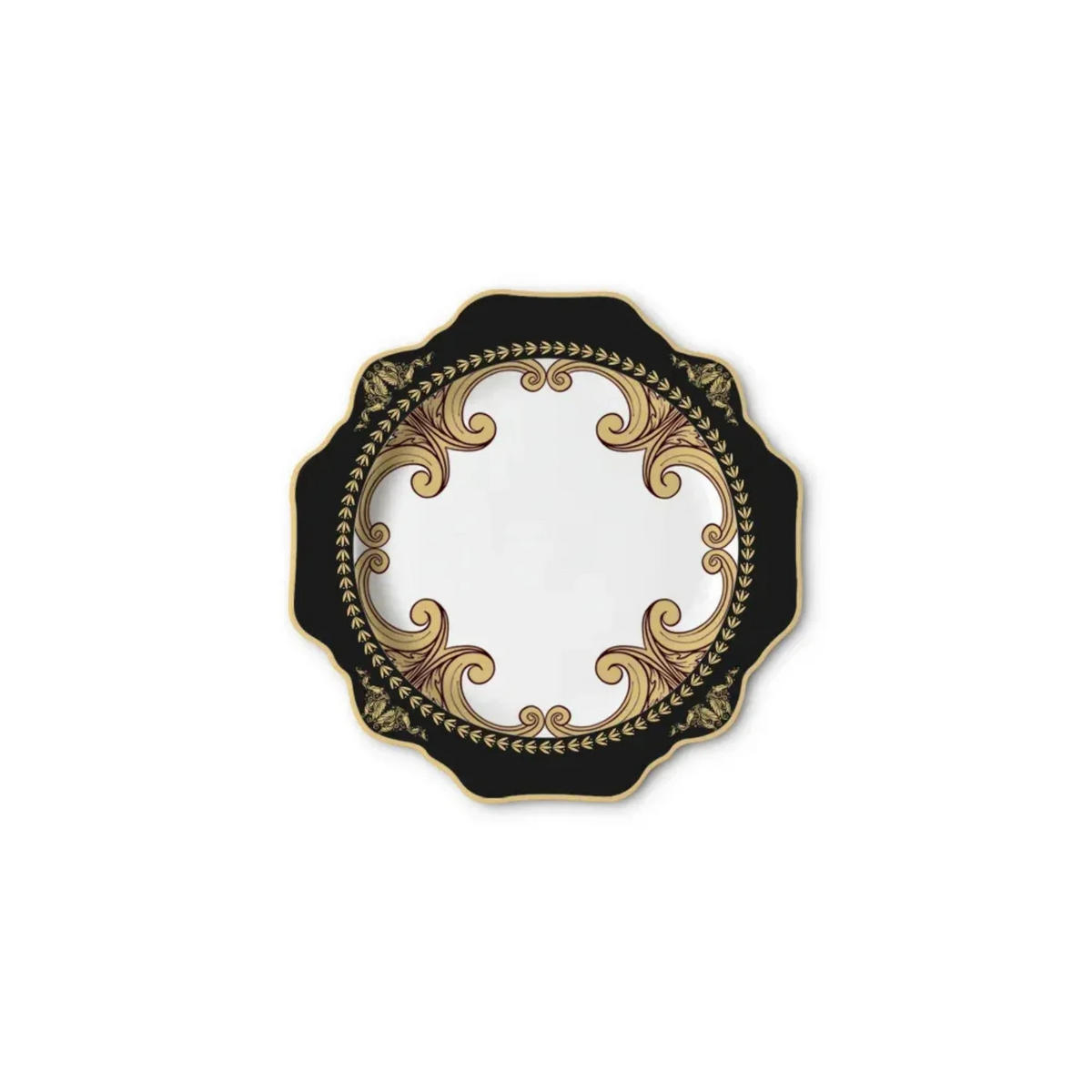 TELLERSET Schwarz Gold Sunflower Bone China Schwarz Gold 4tlg Ø30 Ø27 Ø20 Ø16 cm - Schwarz Hochglanz/Goldfarben, Keramik (30/2/2cm) - Quality Elegance