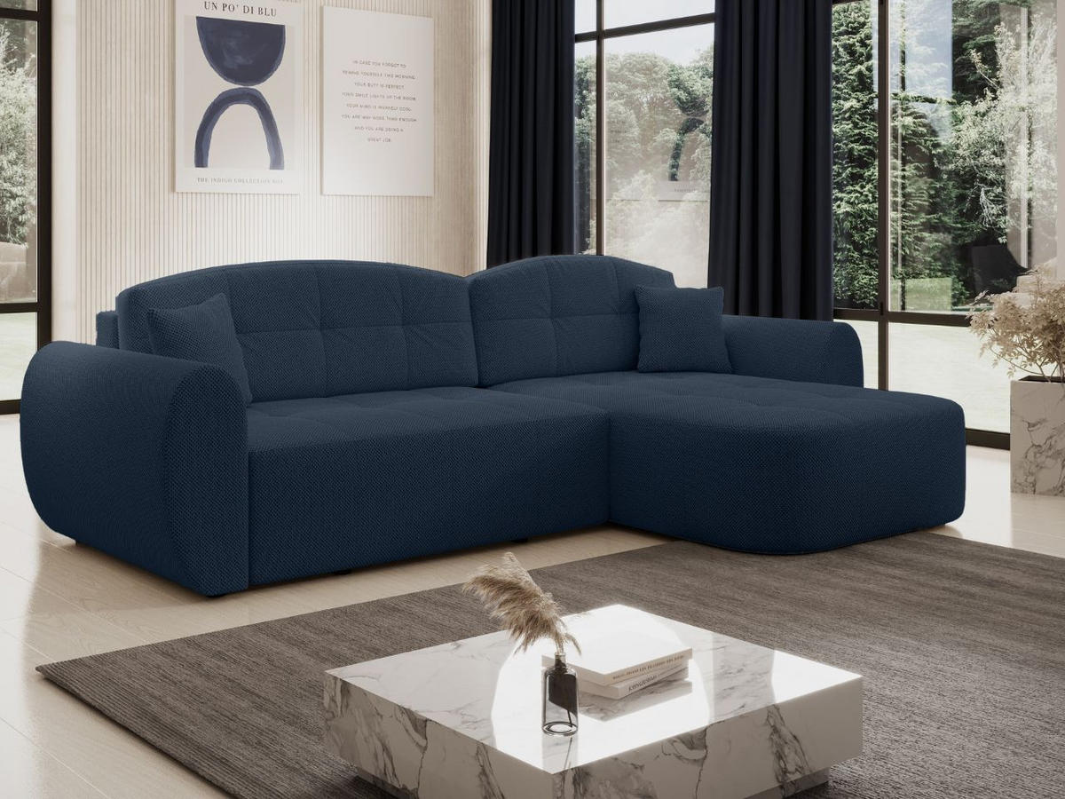 ECKSOFA Avessio Dunkelblau - Schwarz/Dunkelblau, Holz/Kunststoff (282/170cm) - Graingold