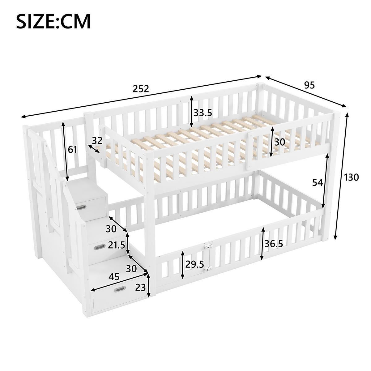 ETAGENBETT Modell Weiß 90 x 200 cm - Weiß, Holz (90/200cm) - ComfortXL