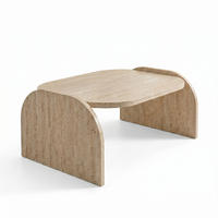 COUCHTISCH Monde Travertin - Creme, Holzwerkstoff (50/89/42cm) - Decorotika