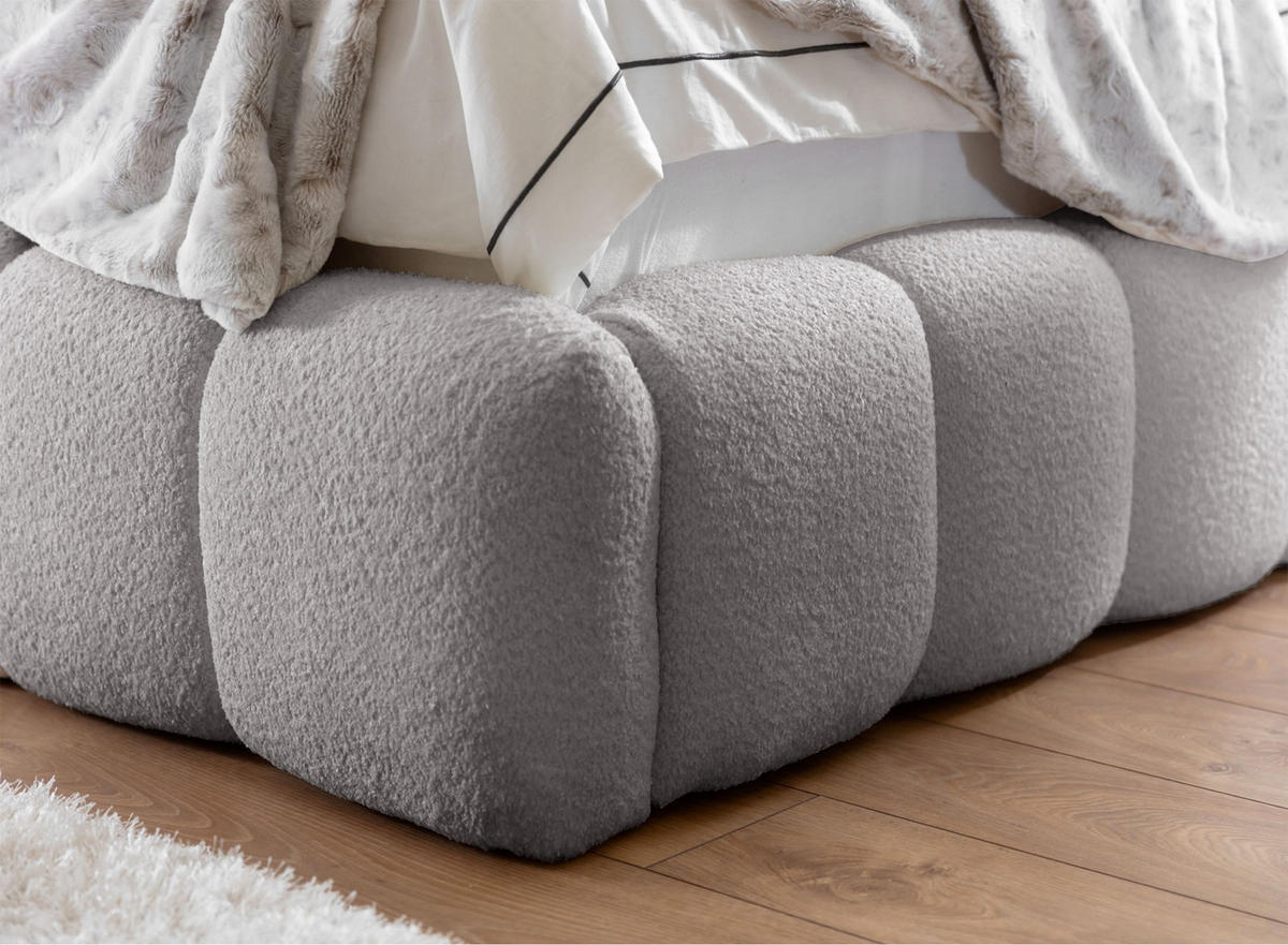 POLSTERBETT Cande Hellgrau 160x200 cm - Hellgrau/Schwarz, Holz/Textil (160/200cm) - Selsey