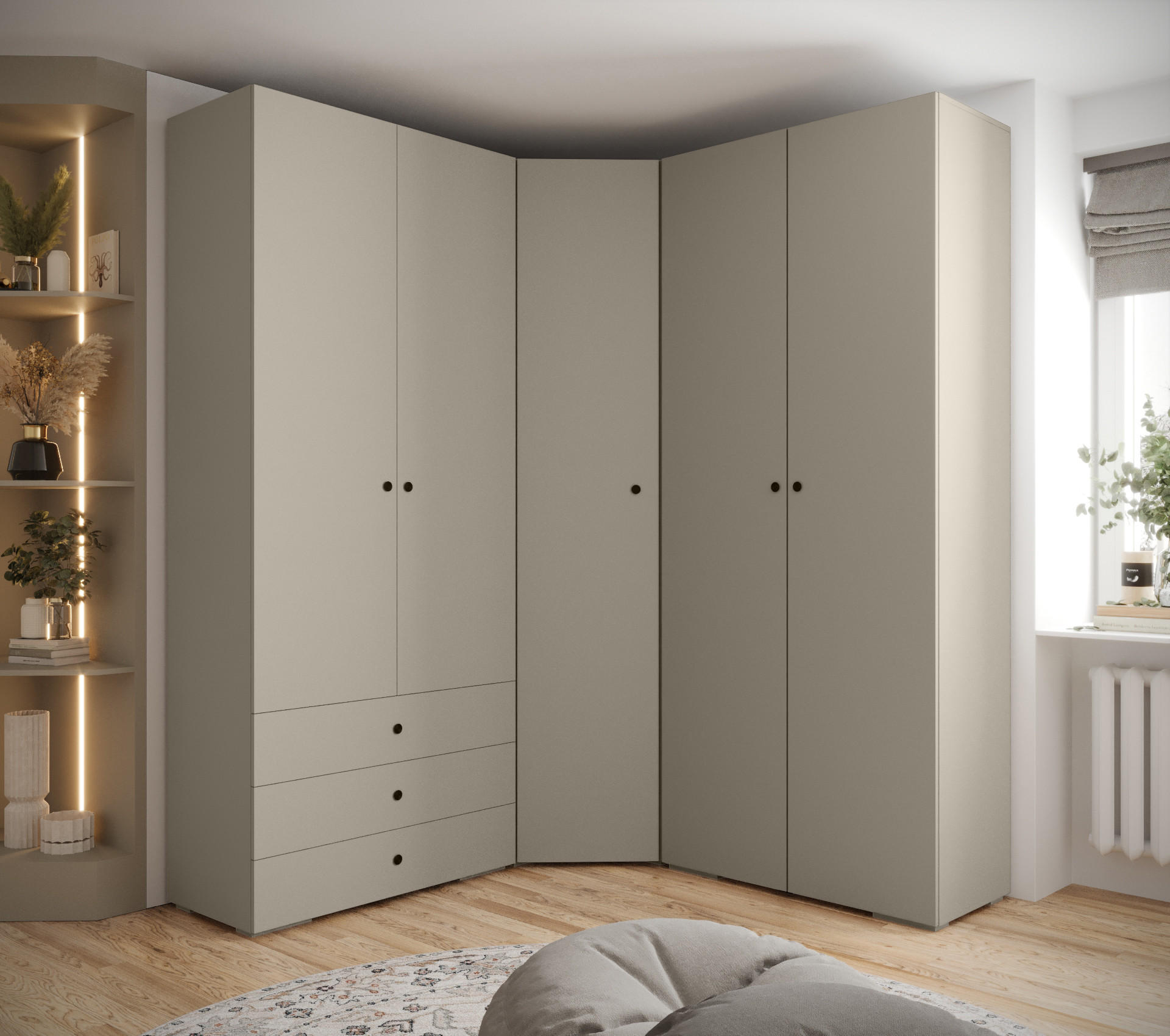 GARDEROBEN-SET 236,7/181,7/47 - Kaschmir/Schwarz, Holz/Kunststoff (181.7/236.7/47cm) - Abiks Möbel