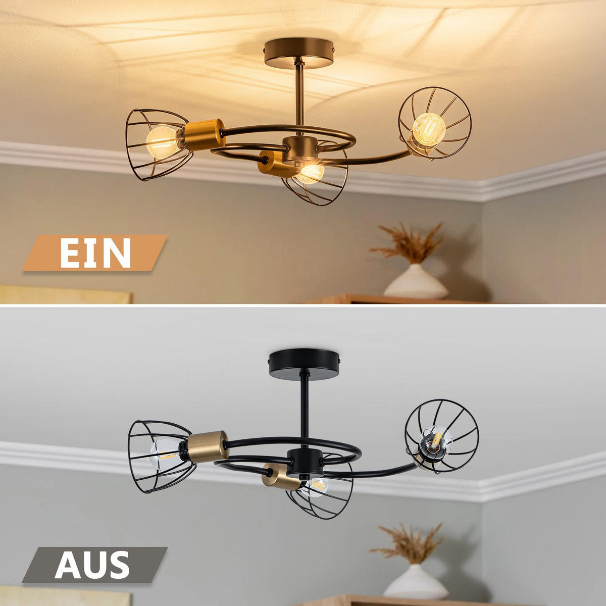 PENDELLEUCHTE CARLSON Ⅲ 55/55/26 cm - Schwarz, Metall (55/55/26cm) - Nettlife