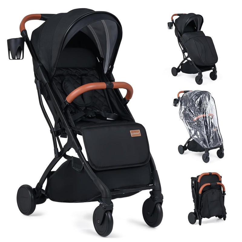 Costway Kinderwagen Schwarz 77x100x48.5 cm