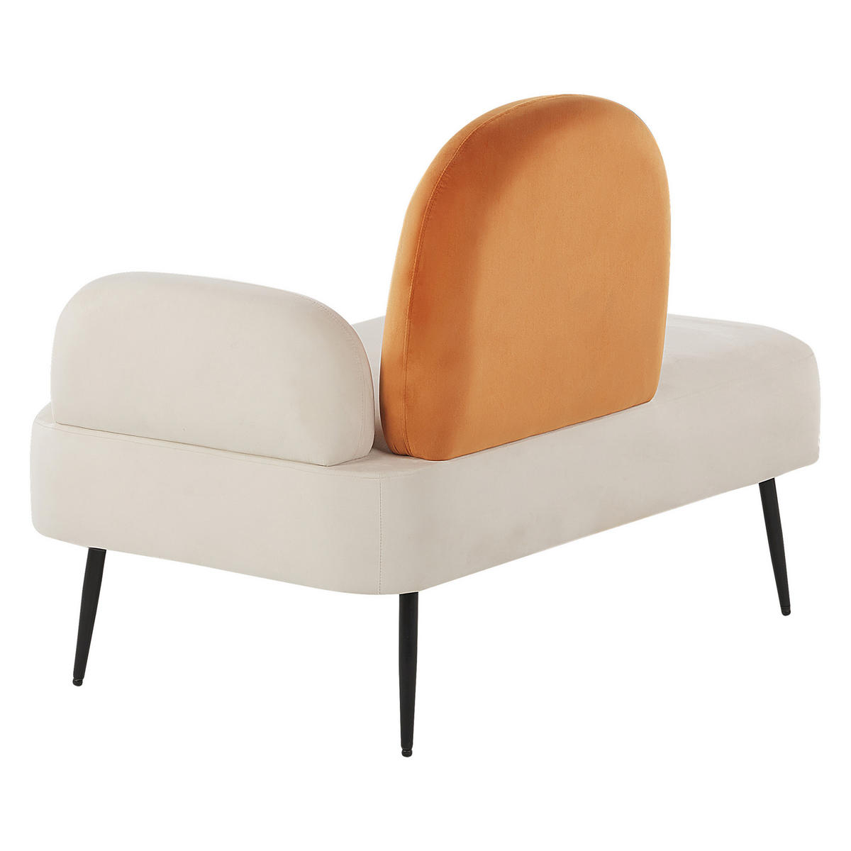 CHAISELONGUE Samtstoff weiß/orange rechtsseitig Arcey - Weiß/Orange, Textil (76/100/120cm) - Beliani