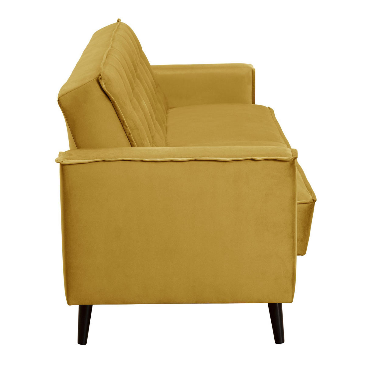 SOFA 3-Sitzer mit Bettfunktion Kaycee Samtvelours mais - Currygelb, Kunststoff (78/84/240cm) - 58aufmkessel