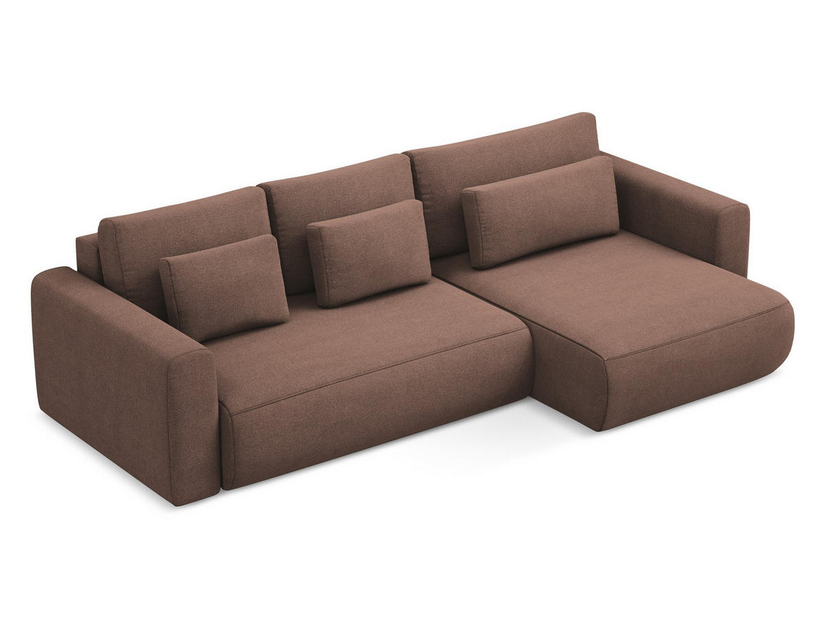 ECKSOFA mit Schlaffunktion Strukturstoff Stoff Pink - Pink/Hellrosa, Kunststoff/Textil (278/149cm) - Makamii
