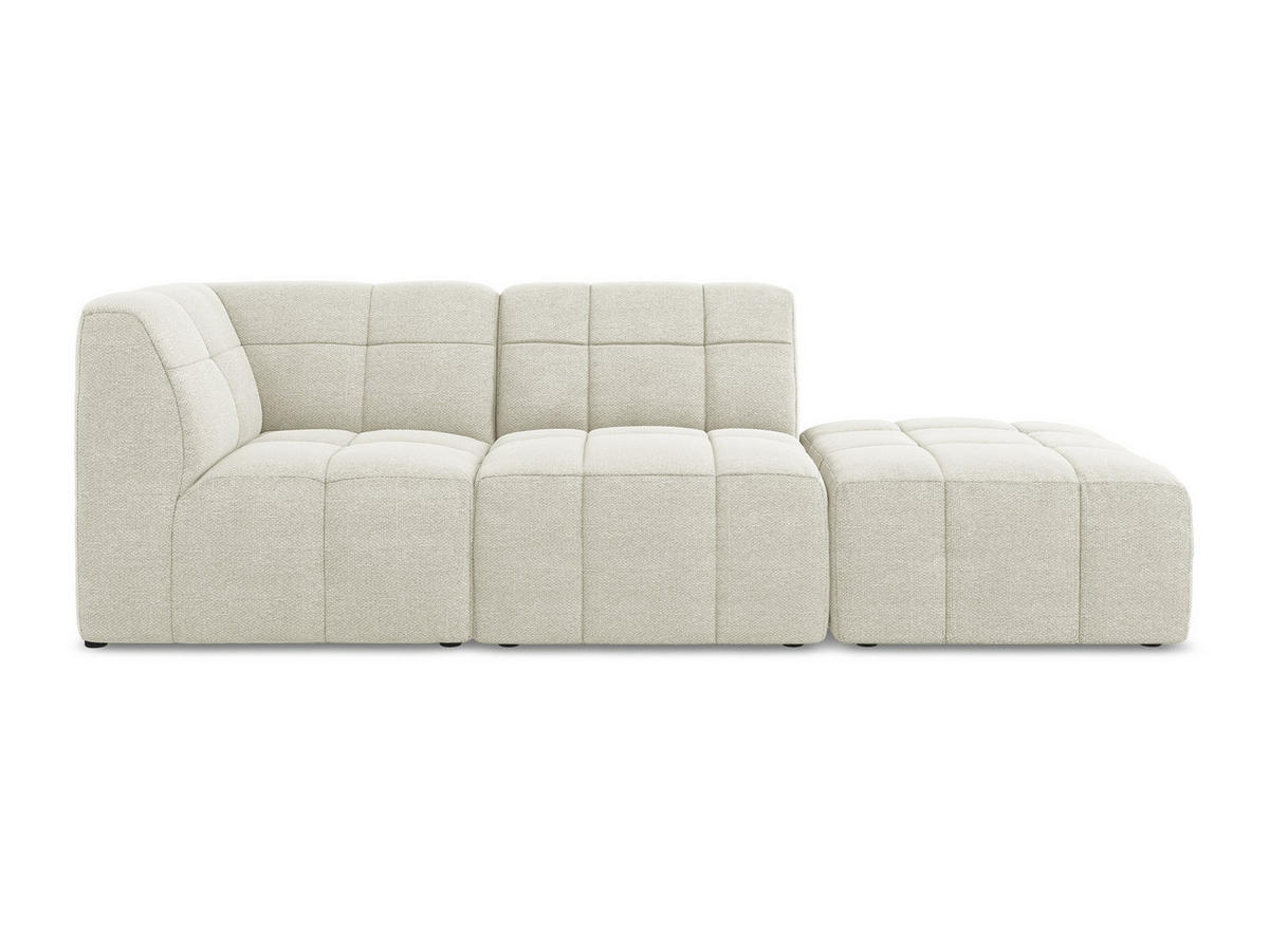 ECKSOFA Rechts Bouclé Stoff Beige - Sandfarben/Schwarz, Holzwerkstoff/Kunststoff (240/90cm) - Makamii