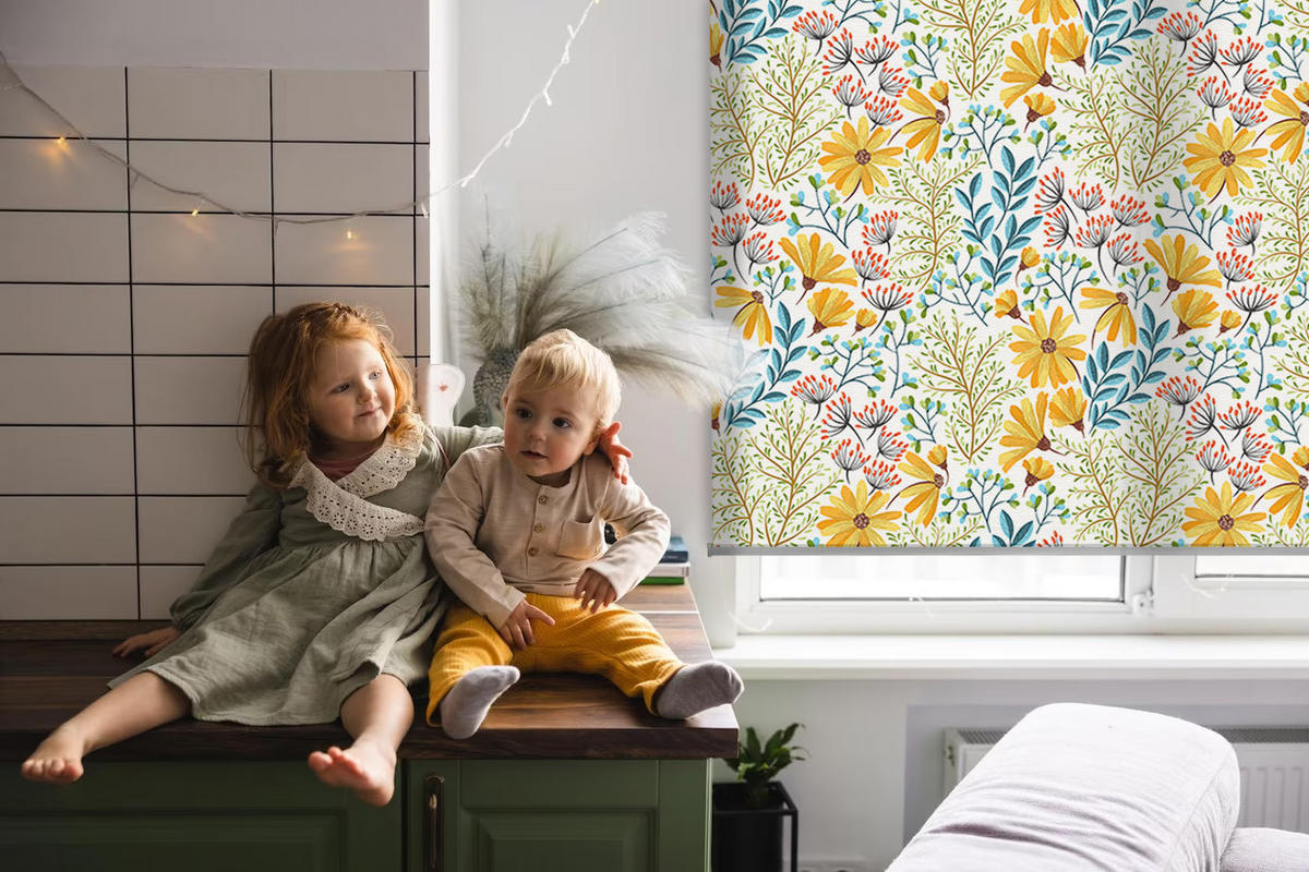 VNÚTORNÁ roleta - okenná roleta - roleta - 60x140 cm - Kvety - žltá, plast (60/140/0.5cm) - TULUP