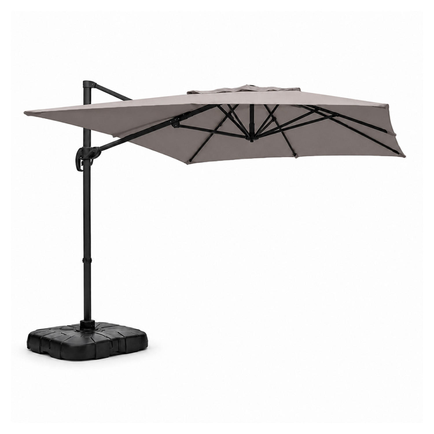 AMPELSCHIRM piana Grau oval 297 x 195 cm deportiert rotierbar um 360 - Grau, Metall (200/300cm) - Concept Usine
