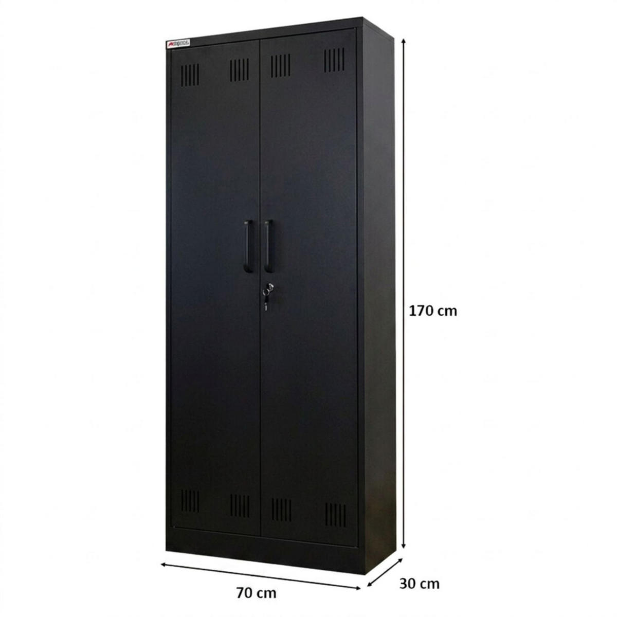 PUTZMITTELSCHRANK Rhino Metall 170x70x30cm Schwarz - Schwarz/Weiß, Metall (70/170/30cm) - PROREGAL