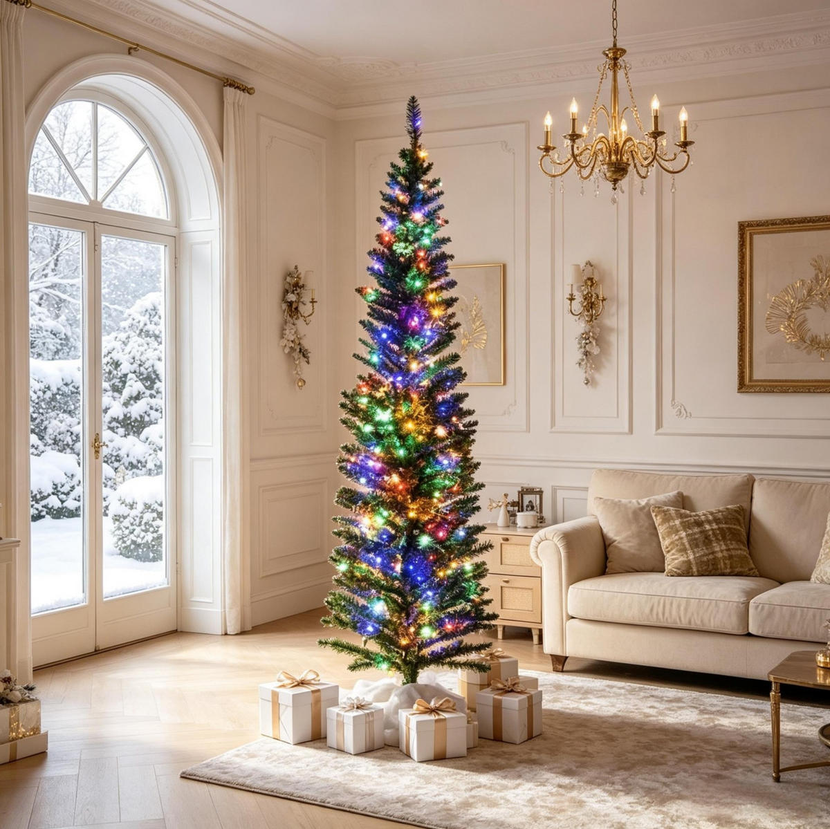 WEIHNACHTSBÄUME & Zubehör 180 cm aus Metall und PVC mit 150 LED, Grün - Grün, Kunststoff (180cm) - OKMYHOME