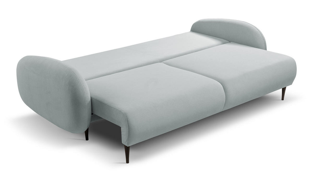 SCHLAFSOFA Bafra Grau Velours - Schwarz/Grau, Holz/Textil (232/92/102cm) - Selsey