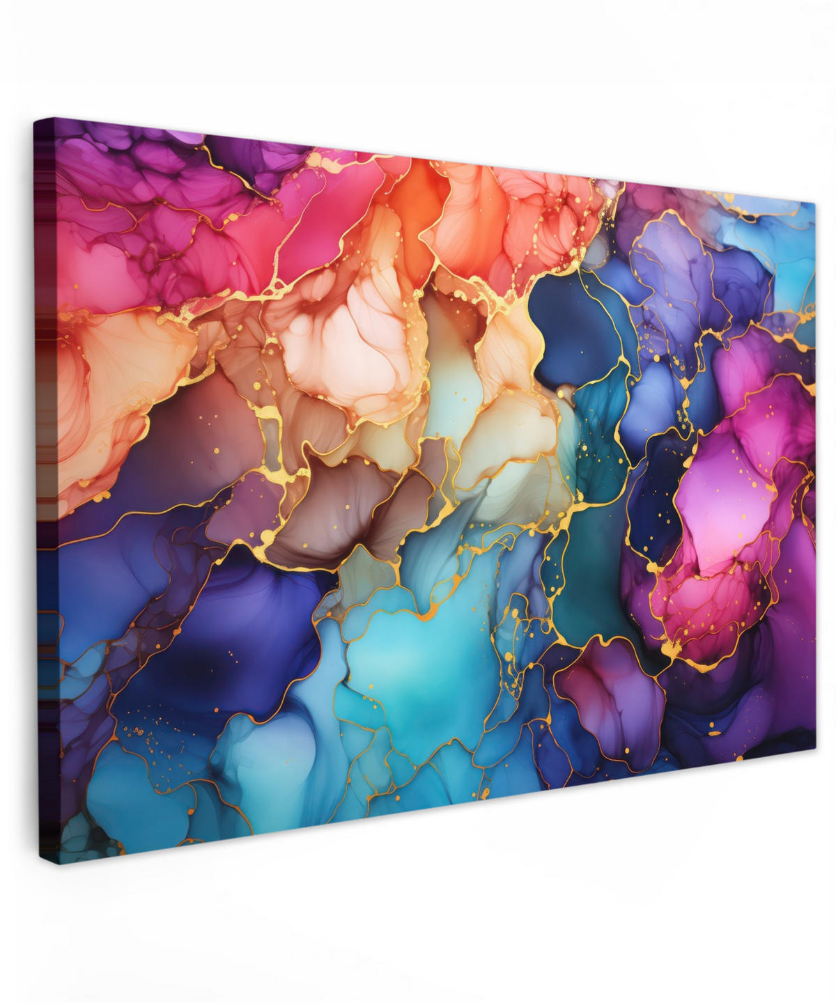 LEINWANDBILD Marmor - Bunt - Abstrakt Wohnzimmer Groß 120x80 cm - Multicolor, Textil (120/80cm) - MuchoWow