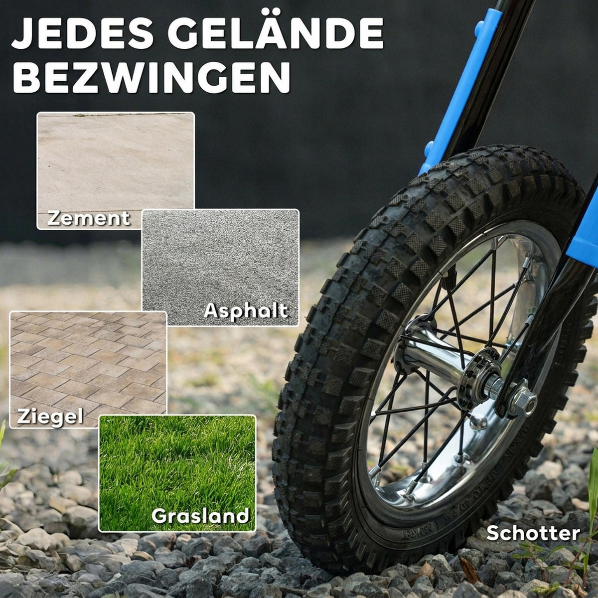 KINDER-MOTOCROSS Kunststoff Metall Blau - Blau, Kunststoff (119/64/76.5cm) - AIYAPLAY