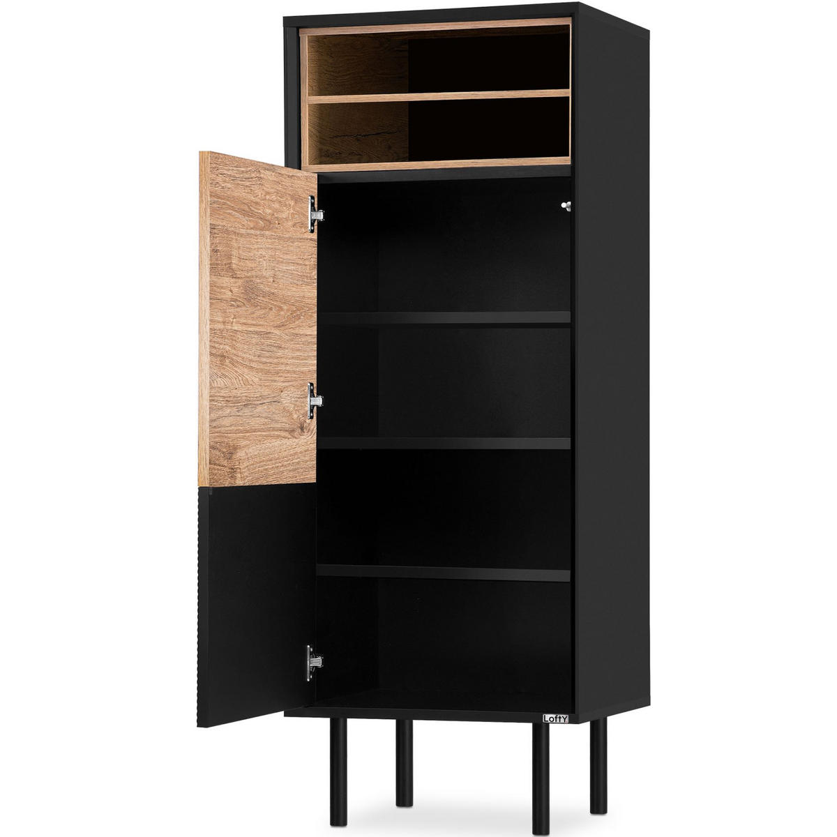 REGAL LOFTY TV/HiFi-Einlage, schwarz - Eichefarben/Multicolor, Holzwerkstoff (52/135/41cm) - KONSIMO®