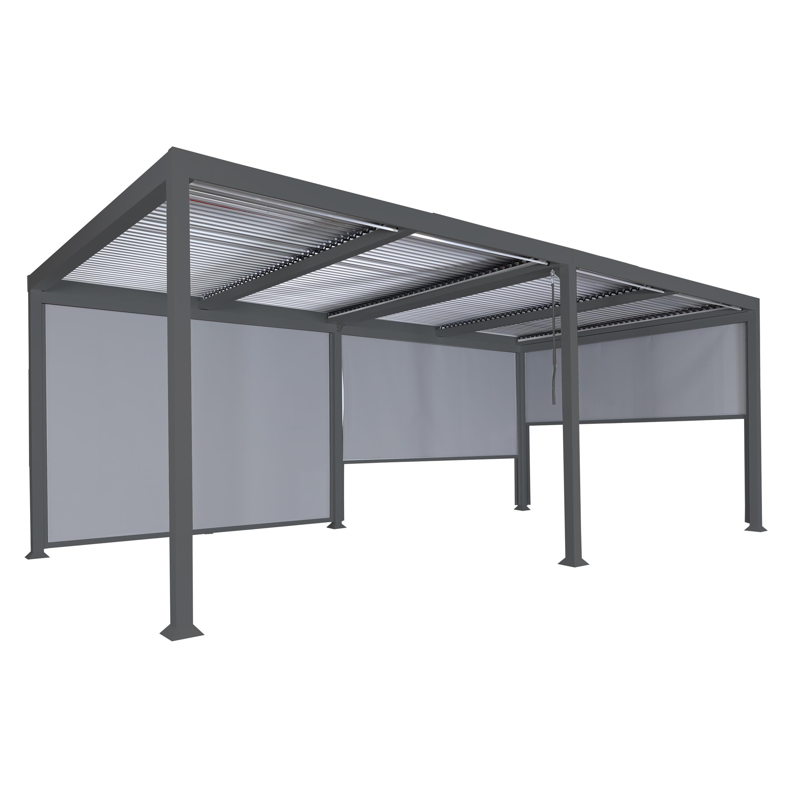 ALU PERGOLA MIT SEITENWAND Anthrazit - Anthrazit, Metall (590/224/306cm) - MCW