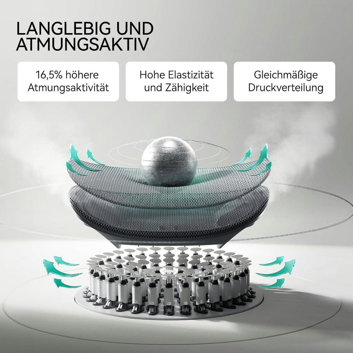 BÜROSTUHL E3 Pro mit Lendenwirbelstütze und Fußstütze Grau Textil - Grau, Textil (57.5/45.5/80cm)
