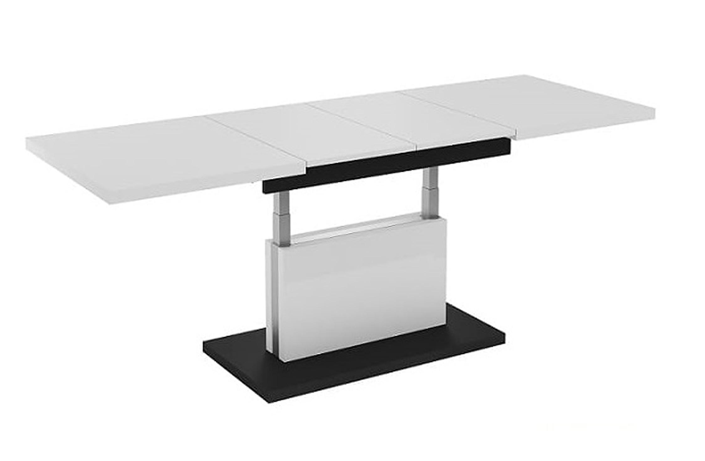 COUCHTISCH rechteckig Weiß - Schwarz höhenverstellbar ausziehbar - Schwarz/Weiß, Holzwerkstoff (70/120/56cm) - designimpex