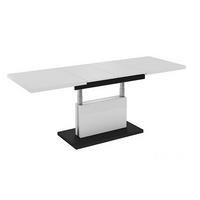 COUCHTISCH rechteckig Weiß - Schwarz höhenverstellbar ausziehbar - Schwarz/Weiß, Holzwerkstoff (70/120/56cm) - designimpex