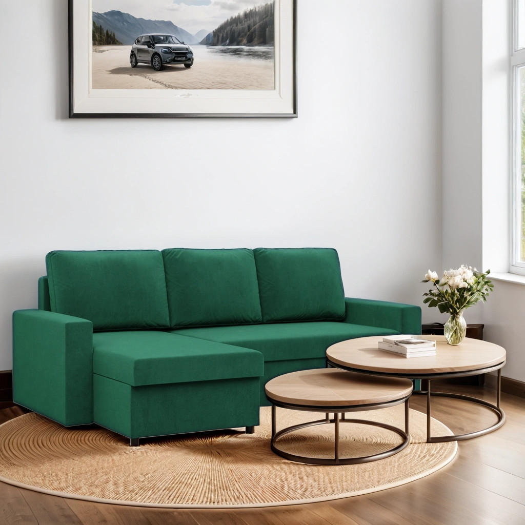 Thumbnail - Simkam Furniture Ecksofa, Grün, Textil, L-Form, 231x140 cm, Wohnzimmer, Sofas & Couches, Wohnlandschaften, Ecksofas