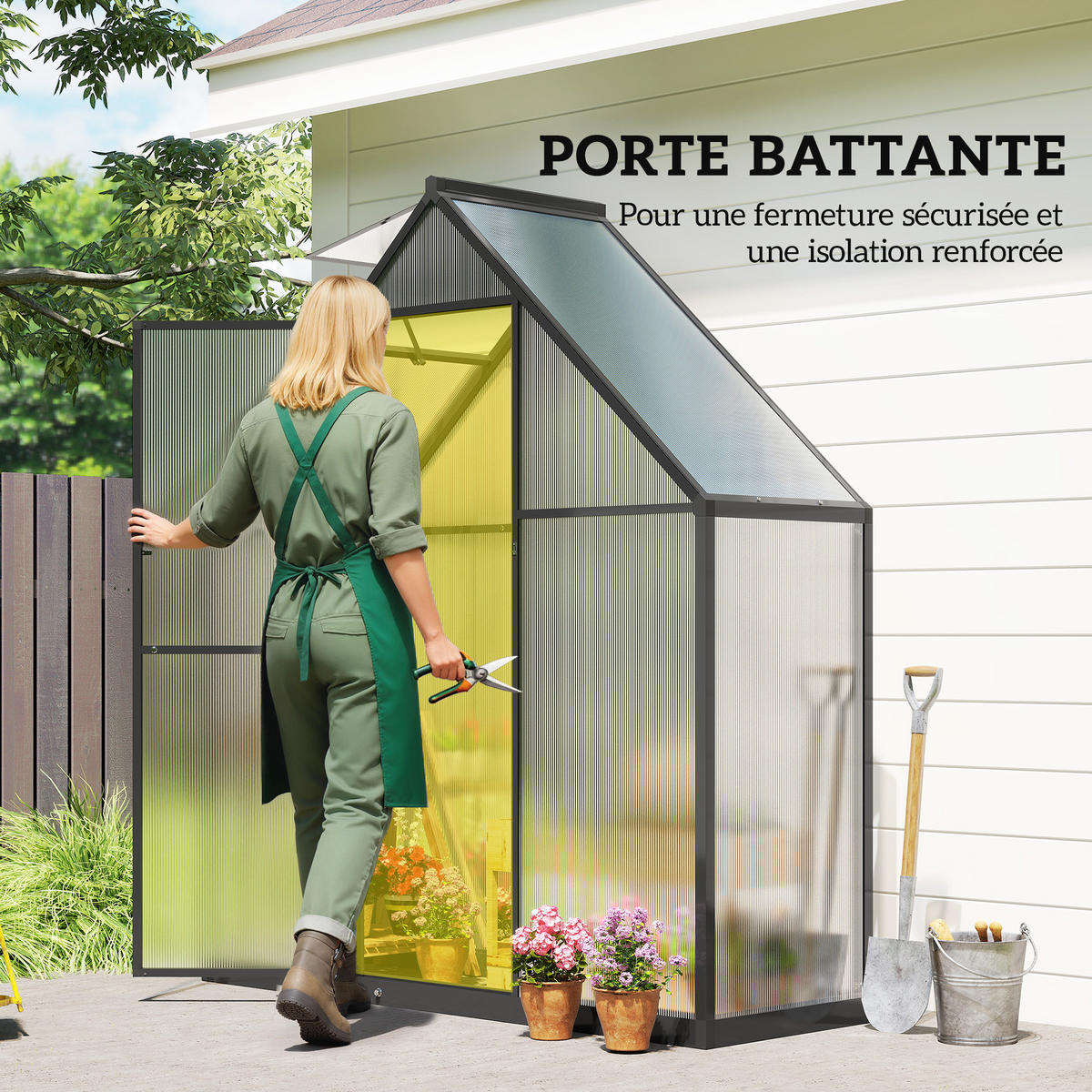 GEWÄCHSHAUS DE-12079 mit verstellbarem Fenster Transparent - Schwarz, Metall (58/195/170cm) - ComfortXL