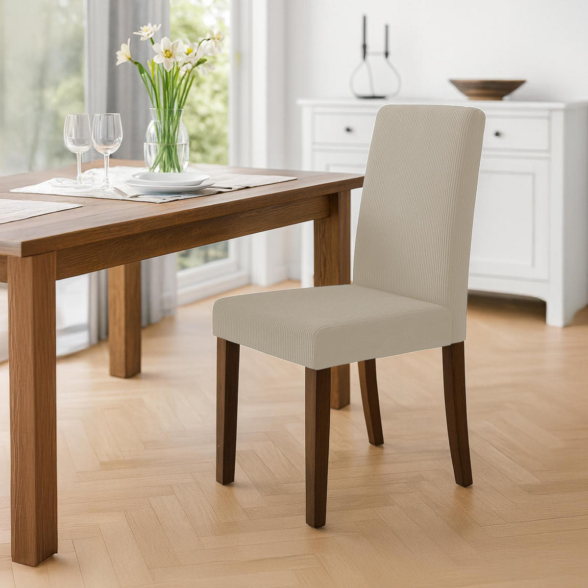 ESSZIMMERSTUHL Cord Hellbraun - Hellbraun, Holz/Textil (41/91/47cm) - CLP