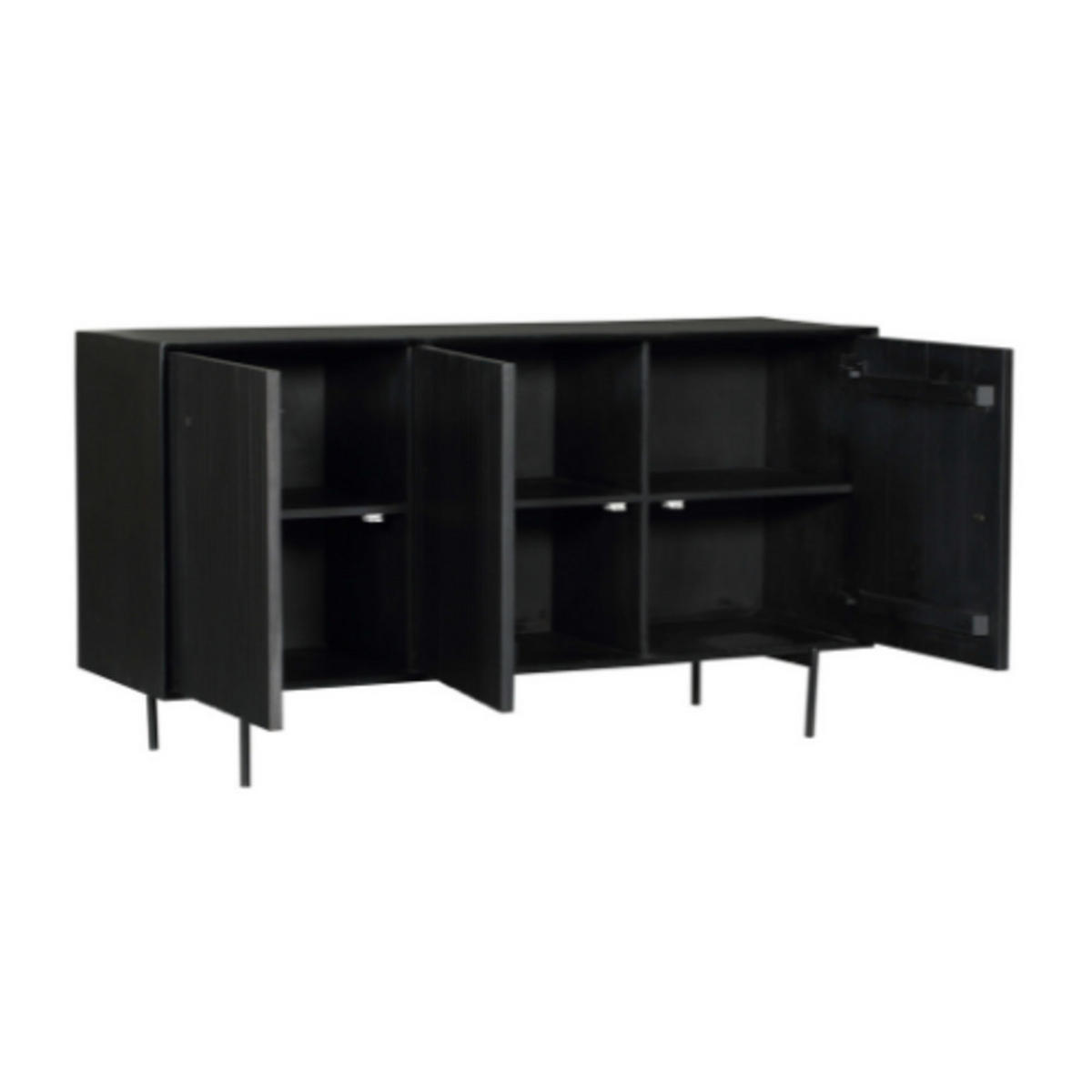 SIDEBOARD Dimora Mangoholz 210 cm / 45 cm Schwarz - Schwarz, Holz (210/85/45cm) - Villa Möbel