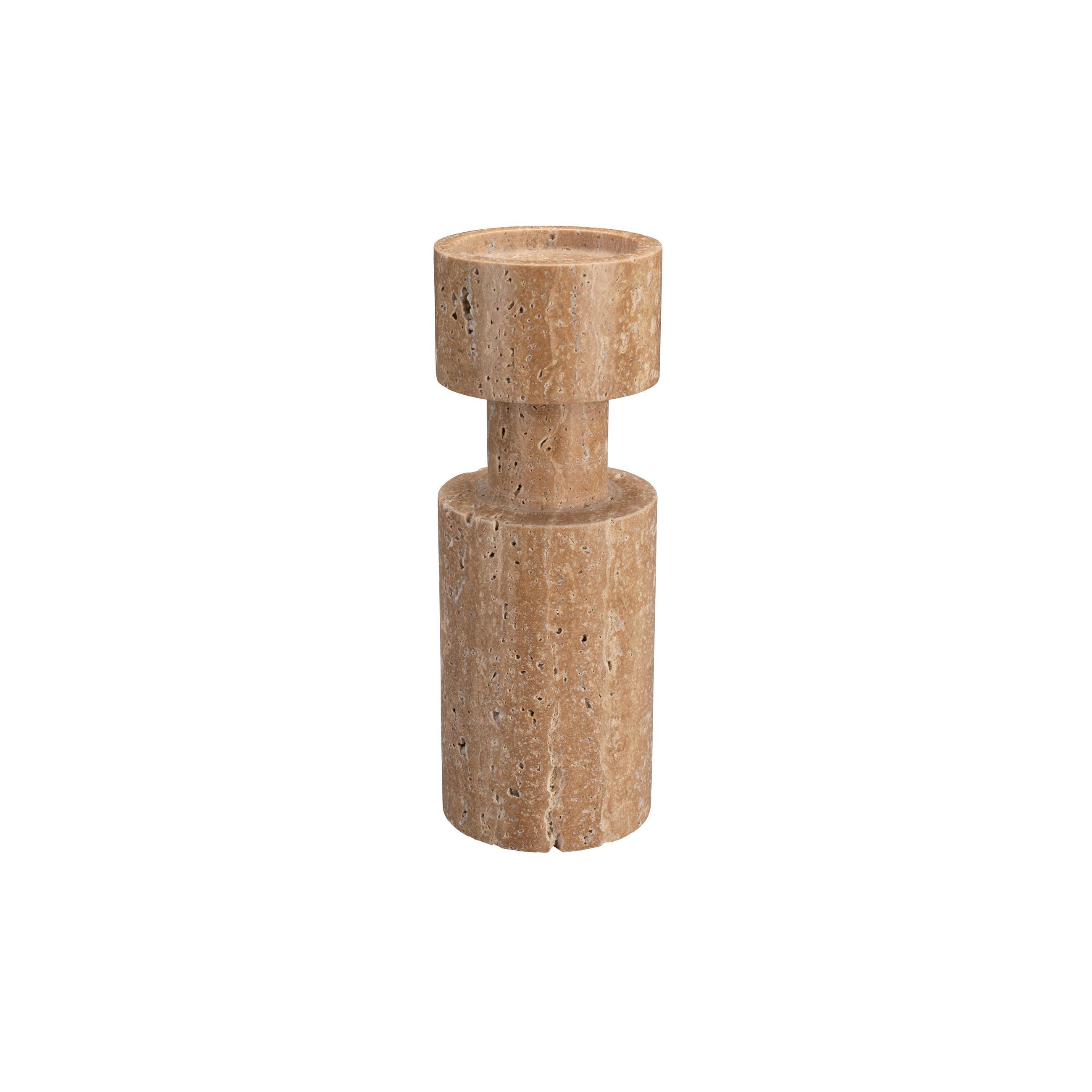 KERZENSTÄNDER Paros Travertin - Beige, Stein (10/27/10cm) - Dutchbone