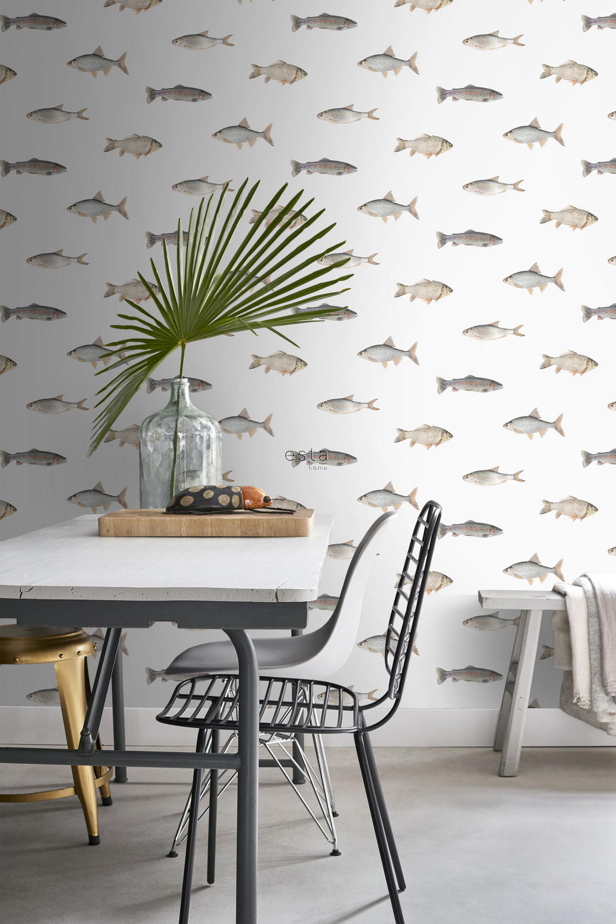 TAPETE Fische 50 x 900 cm - Grau, Papier (50/900cm) - ESTAhome