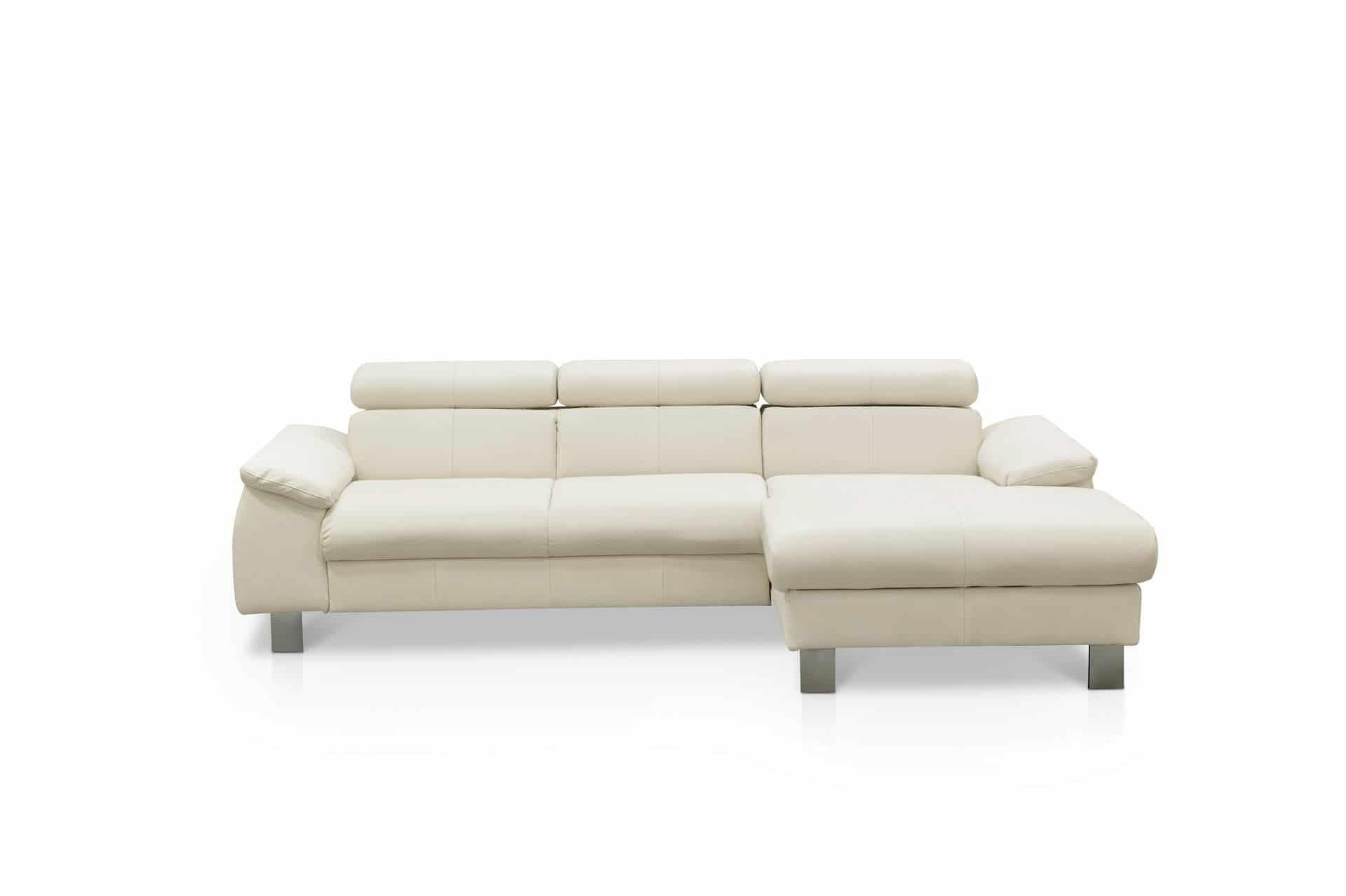 ECKSCHLAFSOFA mit Echtlederbezug, Schlaffunktion & Bettkasten - Chromfarben/Eiche Bianco, Leder/Holz (166/244cm) - Cotta