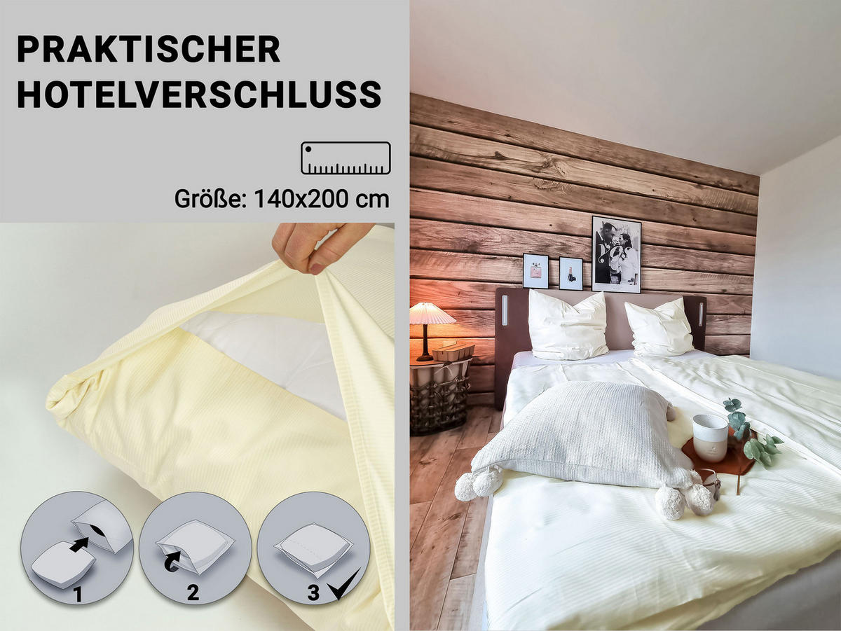 BETTWÄSCHE, 80x80 cm + 140x200 cm, 80% Baumwolle, 20% Polyester, Beige - Beige, Naturmaterialien (140/200cm) - Zollner