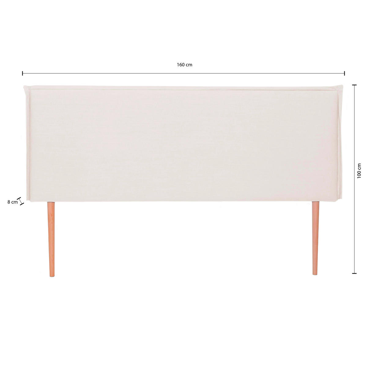 KOPFTEIL Gepolstertes aus 100% Leinenstoff Beige 160/100/8 cm EDMOND - Beige, Textil (160/100/8cm) - RNT By Really Nice Things