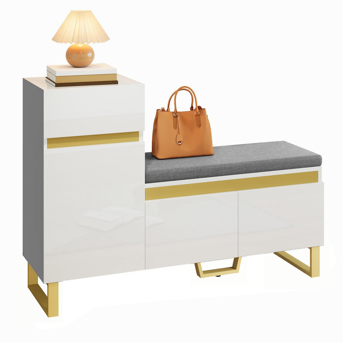 SCHUHSCHRANK Mehrstöckig Stauraum Organizer Schubladen Türen - Weiß, Holzwerkstoff (35/85/120cm) - FLIEKS