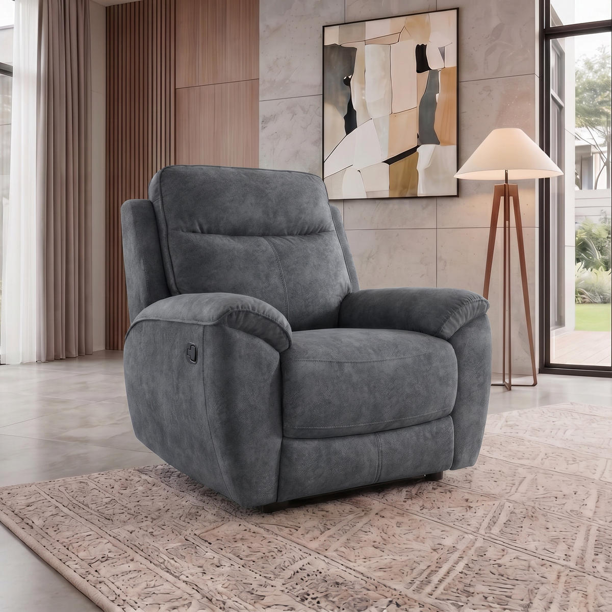 RELAXSESSEL Dolce, Fernsehsessel mit Relaxfunktion, 98 cm, Dunkelgrau, Velours - Dunkelgrau, Textil (98/106/100cm) - Beautysofa
