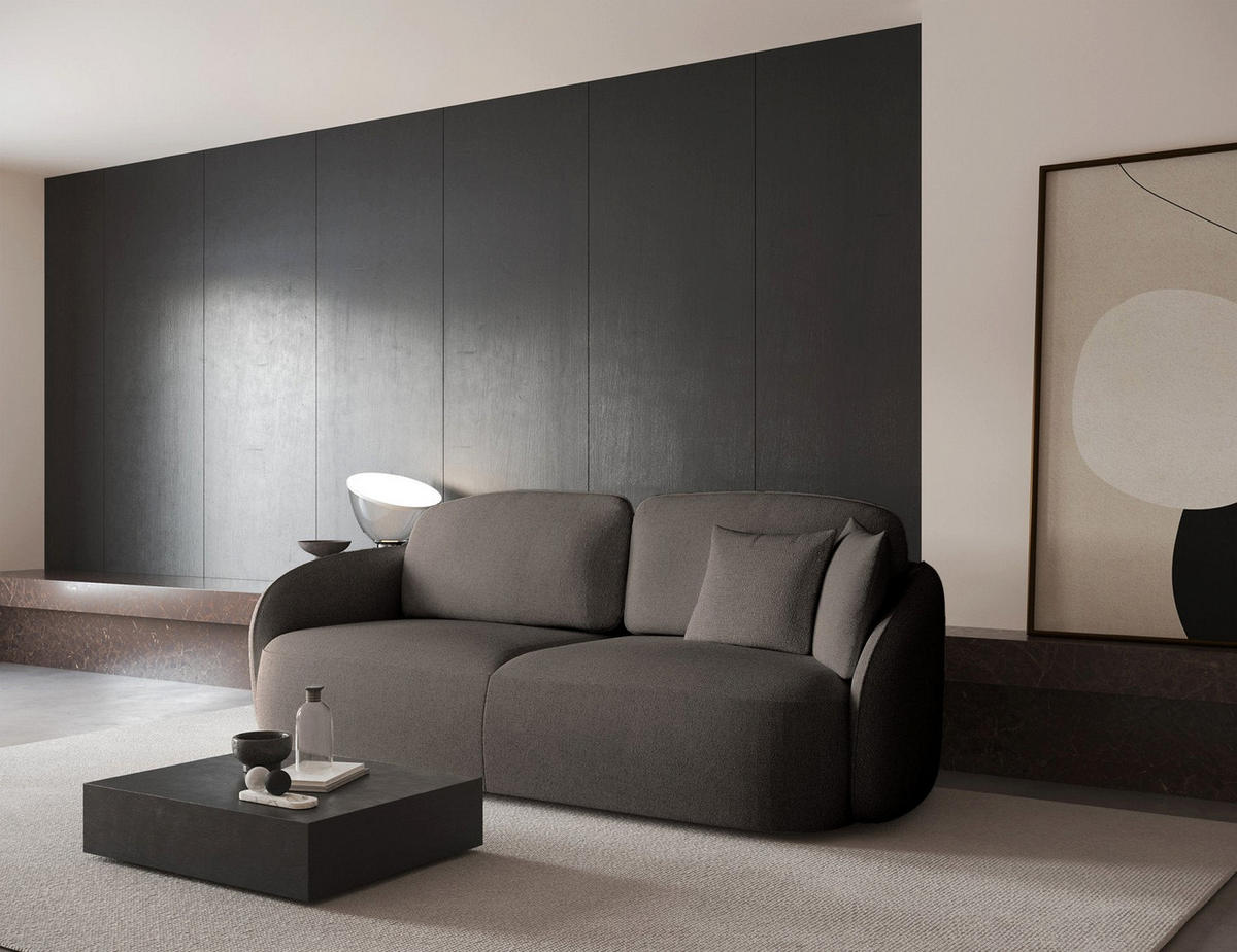 3-SITZER-SOFA Savoy Hellbraun mit Schlaffunktion - Hellbraun/Schwarz, Kunststoff/Textil (254/96/105cm) - Selsey