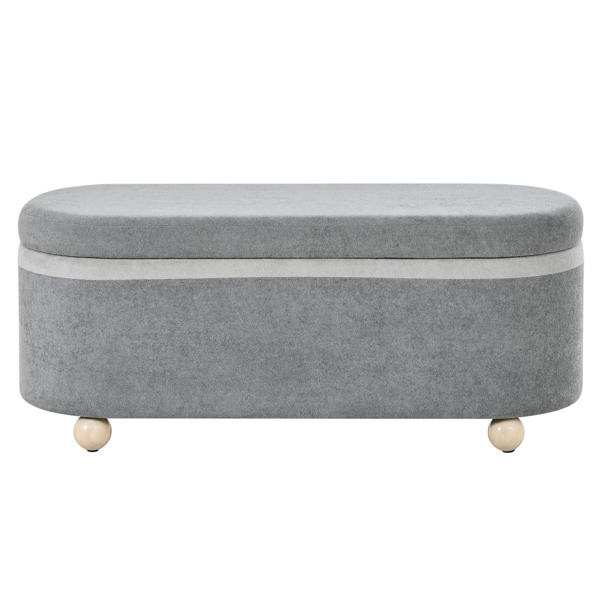 AUFBEWAHRUNGSTRUHE fleece grau 110 cm mit holzbeinen - Grau, Textil (110/47/41cm) - Urban Meuble