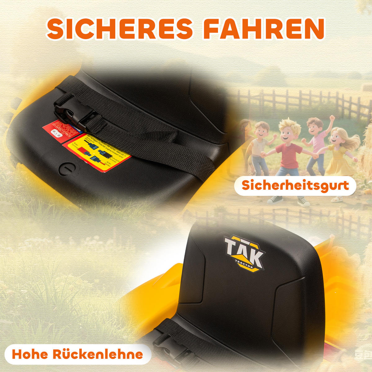 KINDER-ELEKTRO-BAGGER mit Anhänger 12V mit Fernbedienung - Gelb, Kunststoff (158/58/58.5cm) - AIYAPLAY